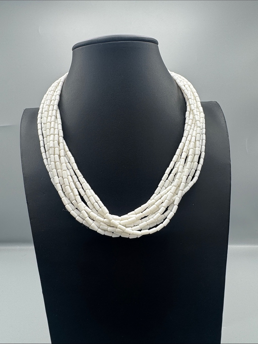 Trifari Multi-Strand White Beaded Necklace